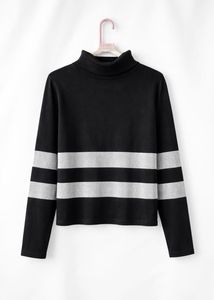 Striped Long Sleeve Turtleneck Top