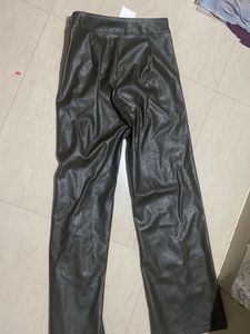 Stylish Faux Leather Wide Leg Pants