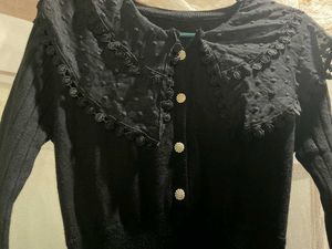 Elegant Black Knit Midi Dress