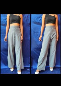 Grey High Waist Pants Trousers Office Wear