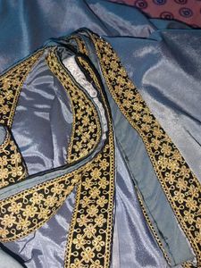 Grey Satin Saree