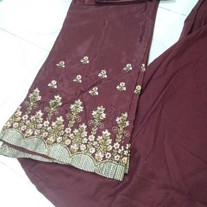 Maroon Embroidered Kurta Set