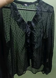 ✨ Elegant Black Sheer Ruffle Top ✨