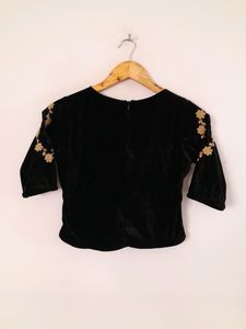 Black Embroidered Velvet Blouse (Women&#39;s)