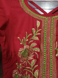 Embroidery Kurti With Pockets &amp; Designer Back