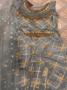 Grey Lehanga With Gota Patti Work