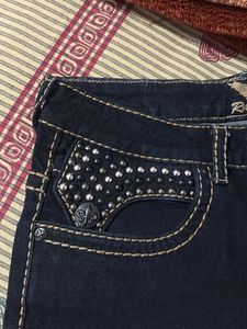 Rhinestone Pocket Jeans
