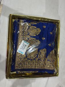 Elegant Blue Embroidered Saree
