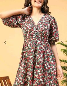 Unused Floral Black Dress