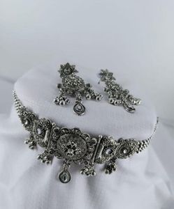 Oxidized Silver Necklace & Earring Set