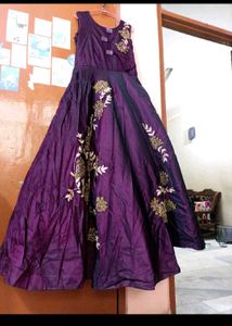 Embroidered Purple Party Gown