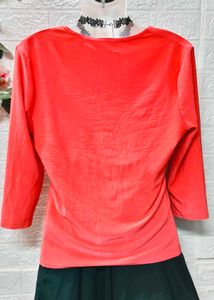 Coral Square Neck Top