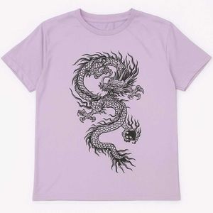 mauve Chinese dragon printed tshirt