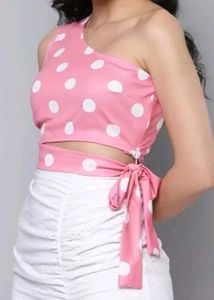 Pink One Shoulder Top.