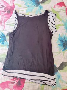 Stylish Top With White And Black Stripes