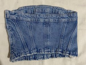 Zara Denim Tube Crop Top