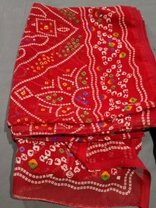 Red Bandhani Saree