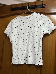 White Polka Dot Top