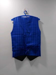 New Blue Checkered Formal Waistcoat