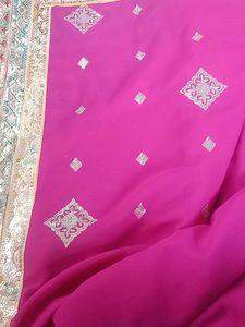 Elegant Pink Saree with Embroidery