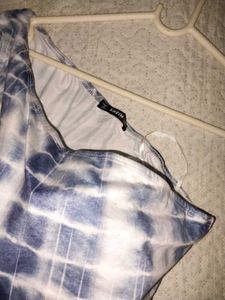 Blue Tie-Dye One-Shoulder Top