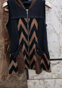 Women Zip Cut Sleeves Sweater 42 To 44