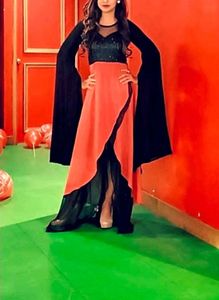 Designer Label Black And Red Sequin Gown