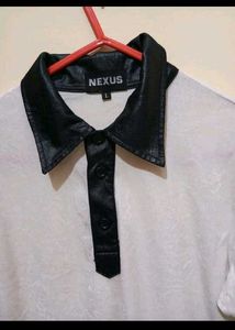 Leather Collar Top