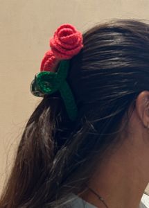 Crochet Rose Hair Clip