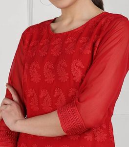 Chiffon Chikankari Kurti