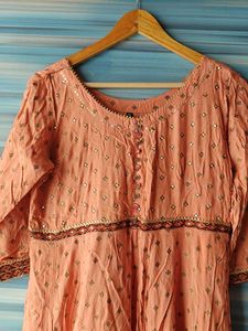 Peach Embellished Anarkali Kurti