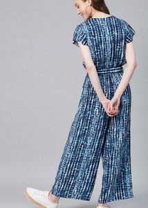 StyleStone blue and white tie-dye printed jumpsuit