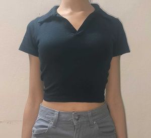 Women Polo Crop Tee