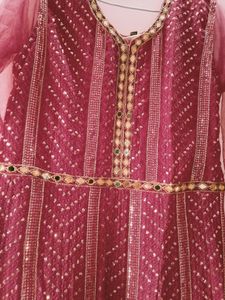 Red Chikankari Wedding Gown