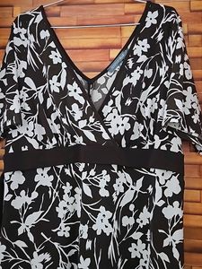 Brown And White Floral Dress