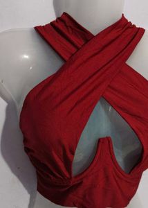 Red Crisscross Crop Top