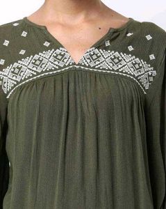 Marks &amp; Spencer Women Olive Green Solid Top