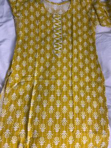 Yellow Printed Kurta