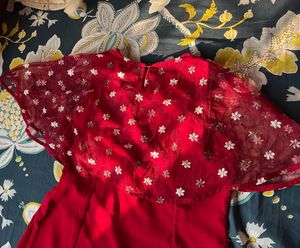 Indya Ethnic Gown M -Full Length,Bright Red Colour