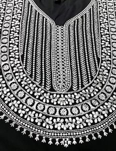 Black Embroderied Chikankari Work Georgette Longli
