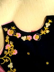 Pink And Navyblue Gown .