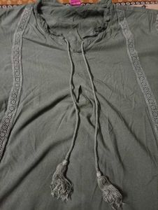 XXL green tunic top with fancy sleeves