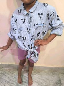 Denim Disney Mickey Mouse Shirt For Girls