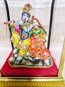 Radha Krishna Idol In Glass Case