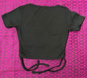 black drawstring crop top small