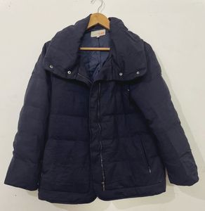 Navy Blue High Collar Puffer Jacket