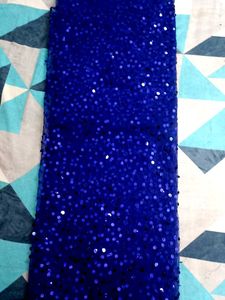 Blue Sequined Fabric Saree