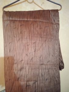 Brown Saree With Black Print😍