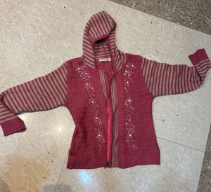 Striped Knit Hoodie Jacket