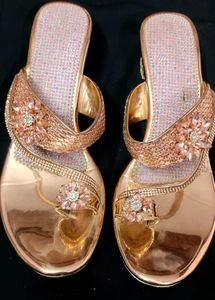 Sparkling Rose Gold Toe Ring Heels